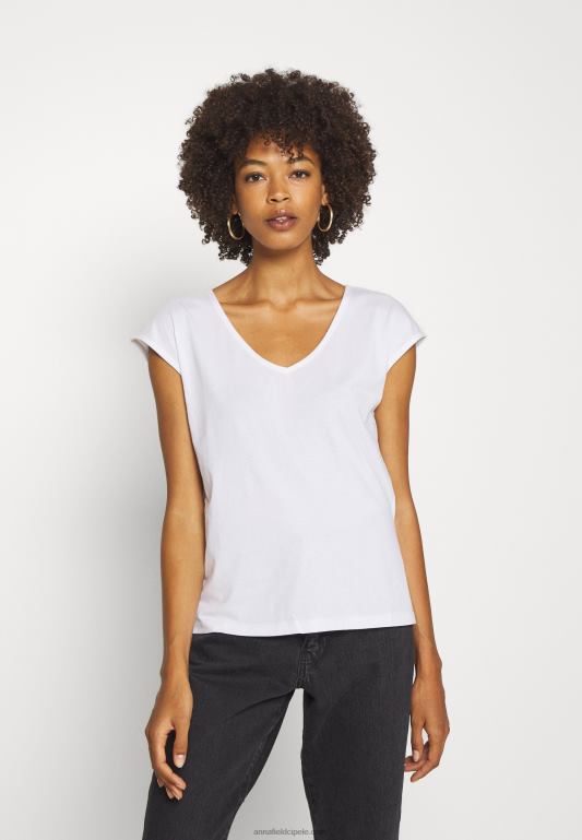 žene Basic V izrez spuštena ramena 2 paketa Basic T-shirt crno/bijela Anna Field 20N84261 - Slika 2