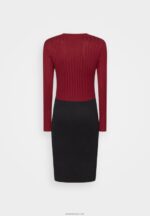 žene crew ausschnitt ripp top bodycon mini strickkleid haljina na pomak tamnocrvena/crna Anna Field 20N84217 - Slika 2
