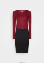 žene crew ausschnitt ripp top bodycon mini strickkleid haljina na pomak tamnocrvena/crna Anna Field 20N84217