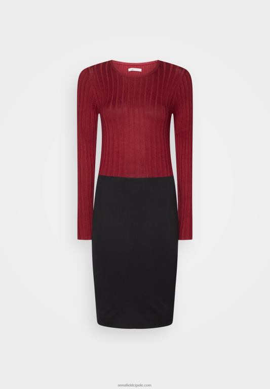 žene crew ausschnitt ripp top bodycon mini strickkleid haljina na pomak tamnocrvena/crna Anna Field 20N84217 - Slika 1