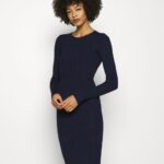 žene crew ausschnitt ripp top bodycon mini strickkleid pomaknuta haljina tamnoplava Anna Field 20N84205