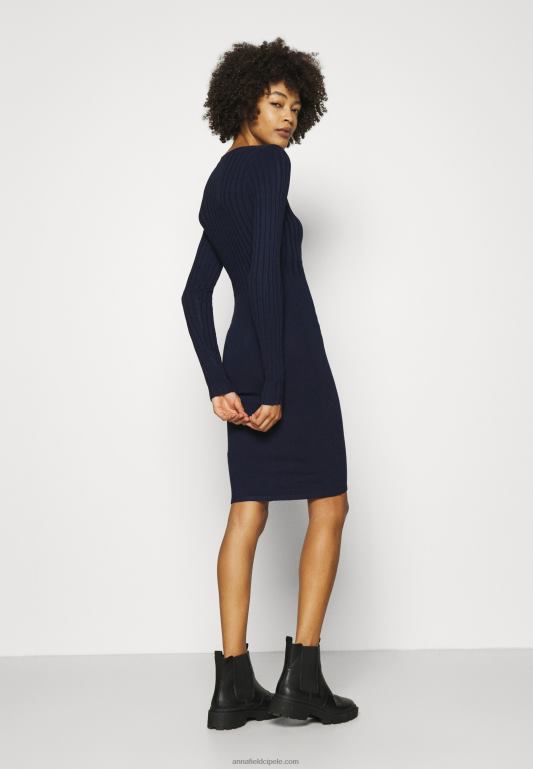 žene crew ausschnitt ripp top bodycon mini strickkleid pomaknuta haljina tamnoplava Anna Field 20N84205 - Slika 3