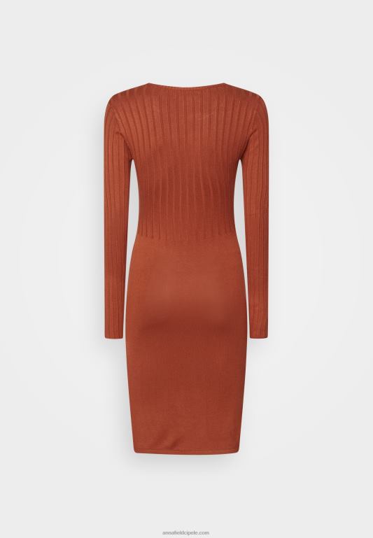 žene crew ausschnitt ripp top bodycon mini strickkleid smeđa haljina Anna Field 20N84202 - Slika 2
