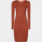 žene crew ausschnitt ripp top bodycon mini strickkleid smeđa haljina Anna Field 20N84202