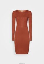 žene crew ausschnitt ripp top bodycon mini strickkleid smeđa haljina Anna Field 20N84202