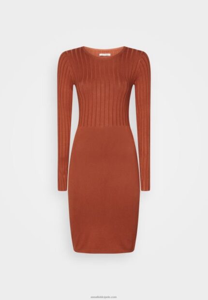 žene crew ausschnitt ripp top bodycon mini strickkleid smeđa haljina Anna Field 20N84202