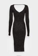 žene lurex v-ausschnitt midi strickkleid pomaknuta haljina crna Anna Field 20N84197 - Slika 2