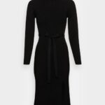 žene rollkragen ripp mini strickkleid mit grtel džemper haljina crna Anna Field 20N84234