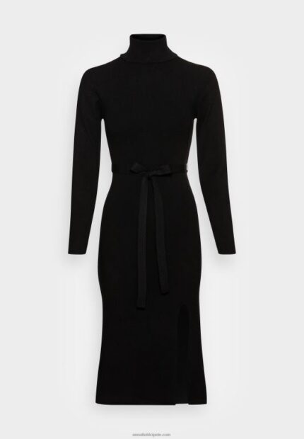 žene rollkragen ripp mini strickkleid mit grtel džemper haljina crna Anna Field 20N84234