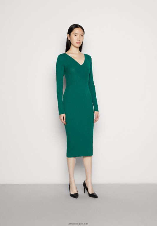 žene v ausschnitt midi strickkleid pomaknuta haljina uz tijelo zelena Anna Field 20N84196 - Slika 1