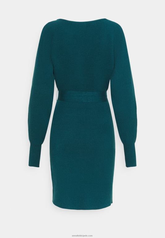 žene wrap v ausschnitt mini strickkleid mit grtel shift dress duboko plavozelena Anna Field 20N84207 - Slika 2