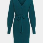 žene wrap v ausschnitt mini strickkleid mit grtel shift dress duboko plavozelena Anna Field 20N84207