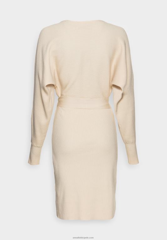 žene wrap v ausschnitt mini strickkleid mit grtel shift dress off white Anna Field 20N84203 - Slika 2