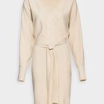 žene wrap v ausschnitt mini strickkleid mit grtel shift dress off white Anna Field 20N84203