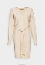 žene wrap v ausschnitt mini strickkleid mit grtel shift dress off white Anna Field 20N84203