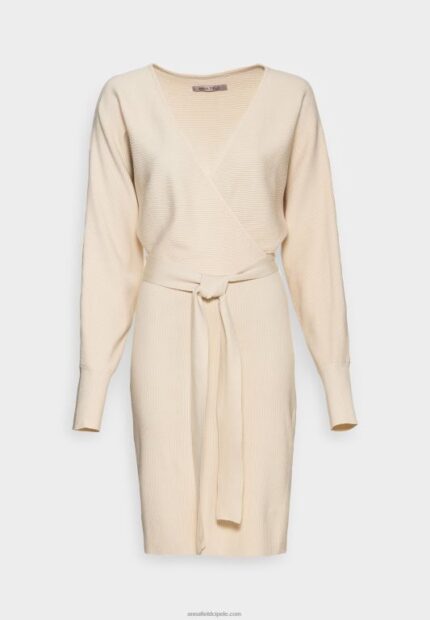 žene wrap v ausschnitt mini strickkleid mit grtel shift dress off white Anna Field 20N84203
